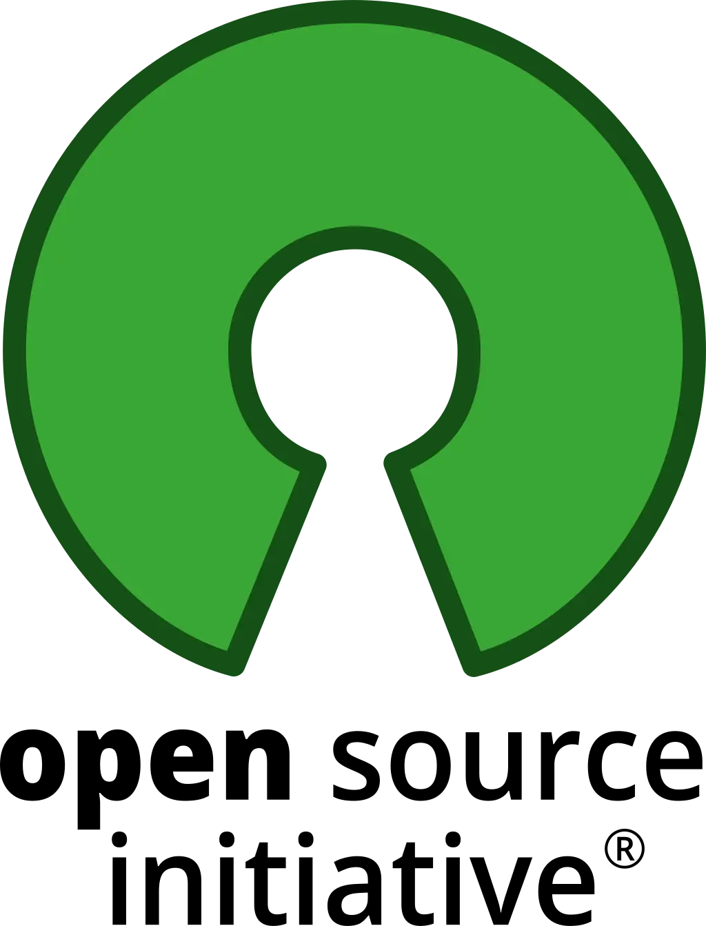 Logo der Open Source Initiative. Ein grüner Kreis mit einer Öffnung.