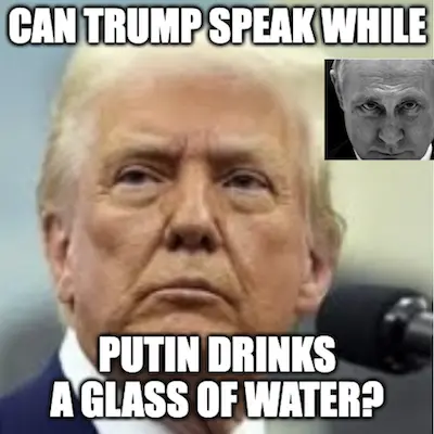 Can Trump speak while Trump drinks a glass of water?