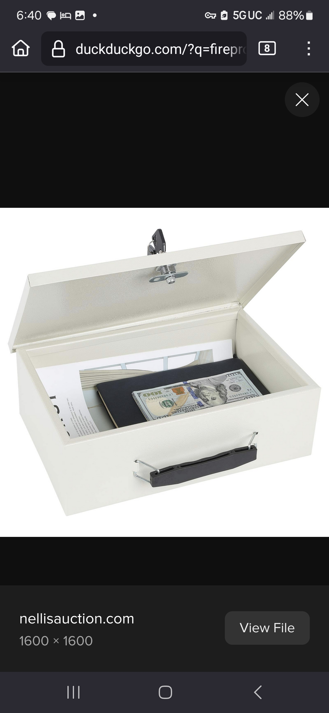 Looks just like this, a shitty 90s fireproof lockbox.