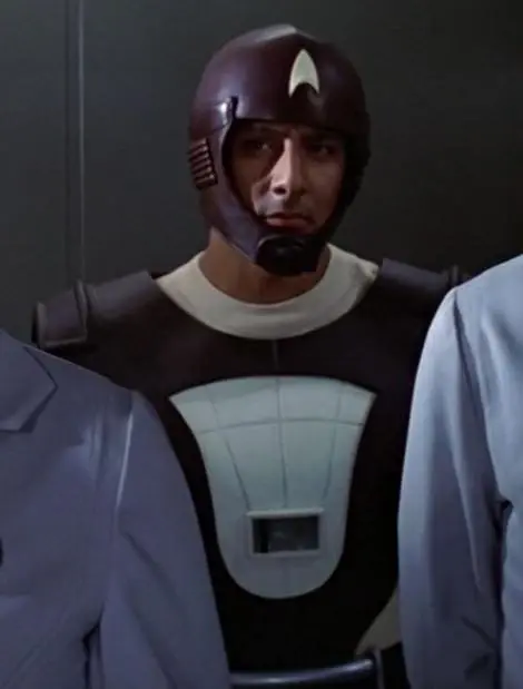 A Starfleet security officer from Star Trek: The Motion Picture, wearing his silly body armour and football helmet.