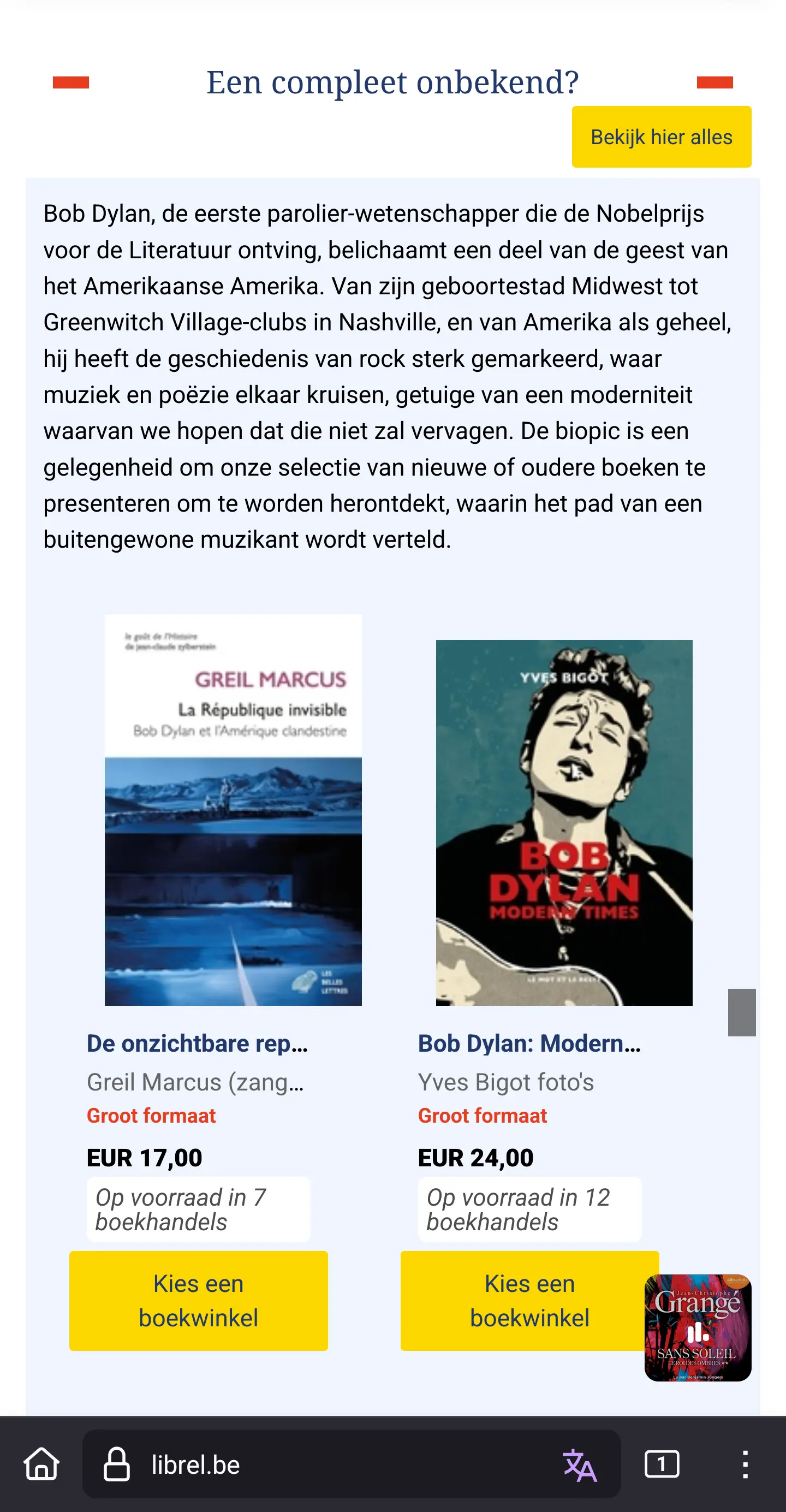 Screenshot of Librel.be translated to Dutch inside of Firefox Mobile