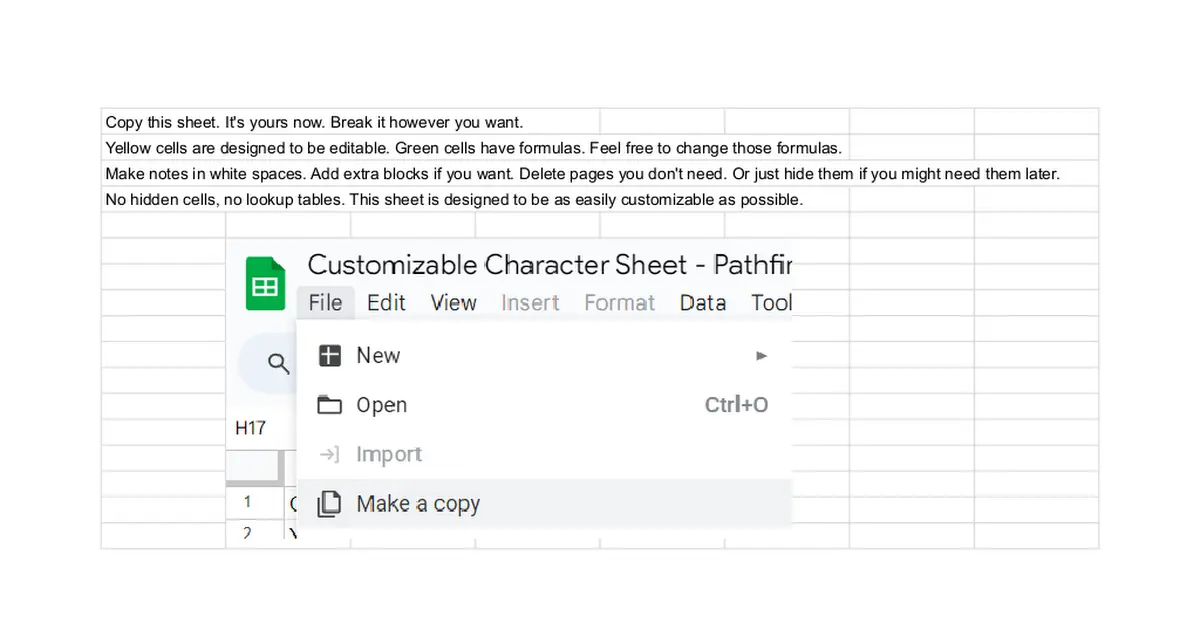 Customizable Character Sheet - Pathfinder 1e