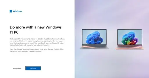 Microsoft tries to convince Windows 10 users to buy a new PC with full-screen prompts