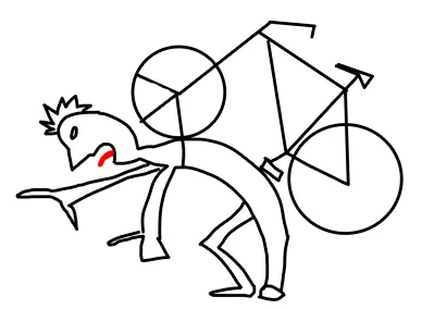 a bike riding a person