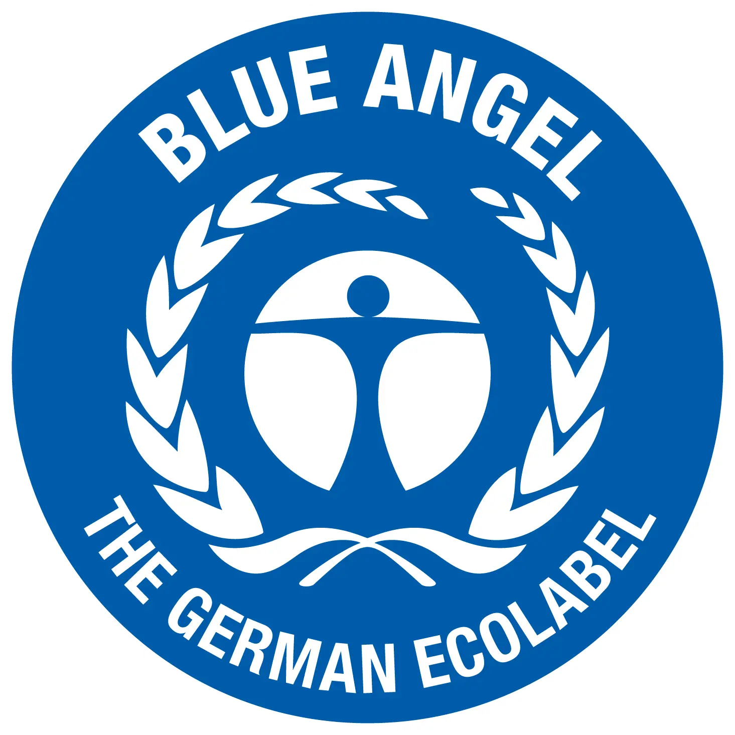 Image of the Blue Angel logo in use since 2018.

Description from Wikipedia: "The logo largely corresponds to the logo of the United Nations Environment Programme (UNEP), although with the colours reversed. The outer ring contains the words 'BLUE ANGEL' and 'THE GERMAN ECOLABEL'. According to the official website, it reflects the aim of the German government to embed the UNEP goals in Germany."