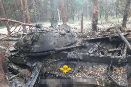 A Rocket Scored A Direct Hit On A Russian T-62 Tank—One Vehicle Among Dozens The Ukrainians Have Wrecked Around Krynky