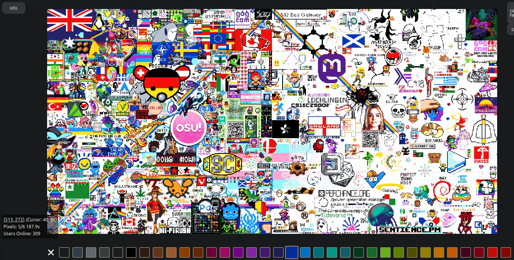 Screenshot von dem sehr bunten Canvas-Bild