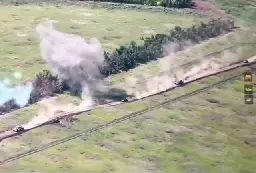 M2 Bradley IFVs and Leopard 2A6 tanks break through the defenses of the Russian invaders