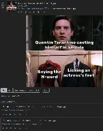 A screenshot of a lemmy image macro meme post and a couple of comments comments.