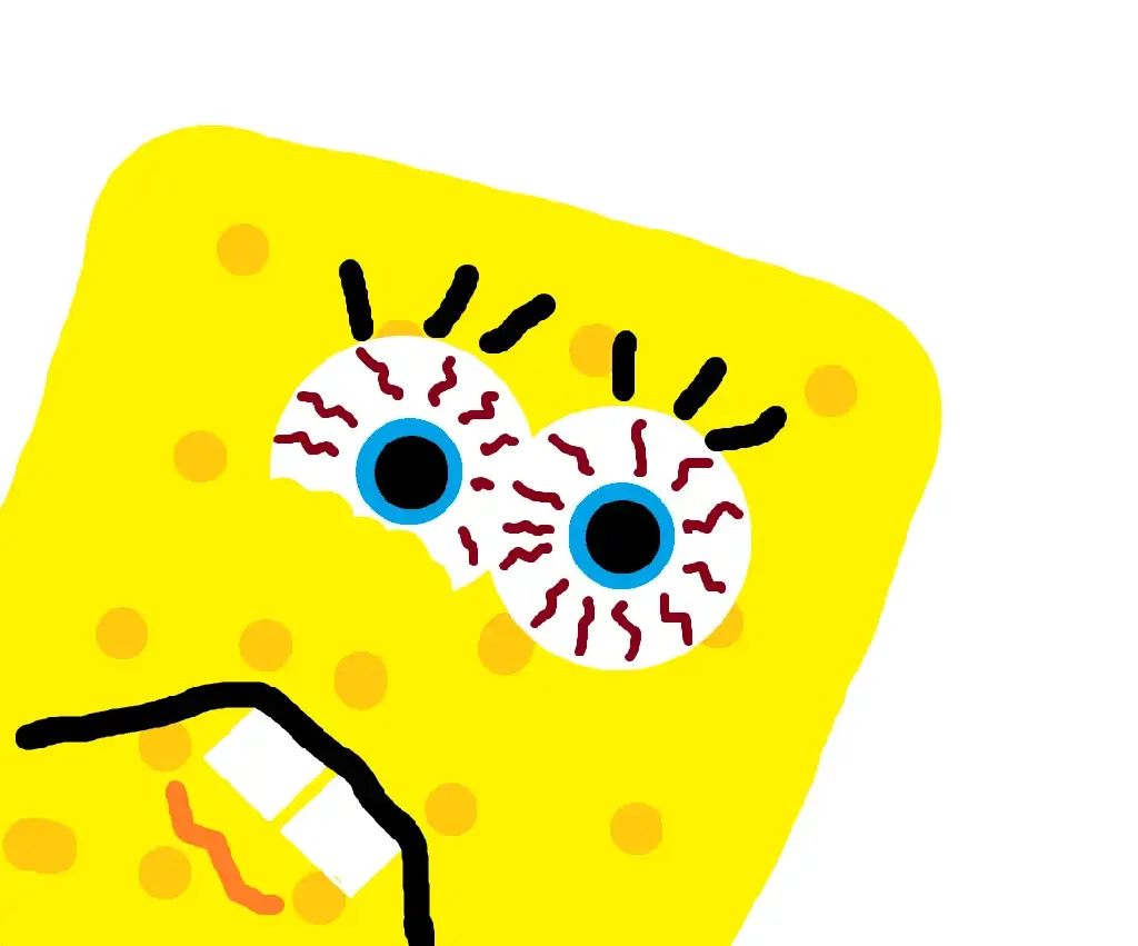 Agitated SpongeBob close-up