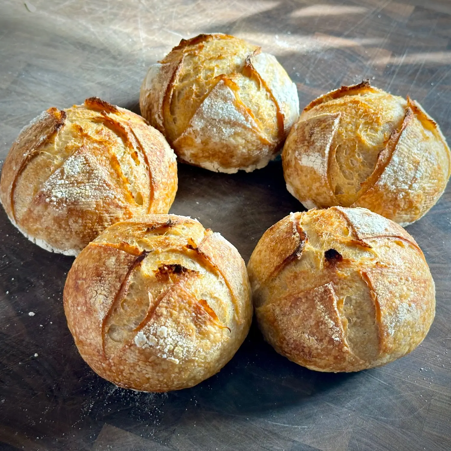 Sourdough dinner rolls with khorasan flour