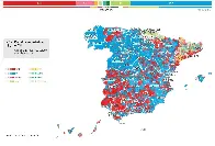 Winning party by municipality in the Spanish elections yesterday.