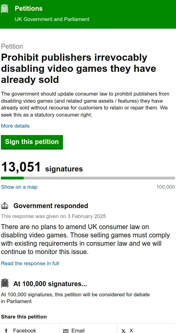 Picture of the petition page