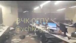 Video from inside the Moscow building Russia claims "only the facade" was damaged.